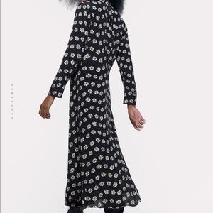 ZARA Floral Black Floral Maxi Dress